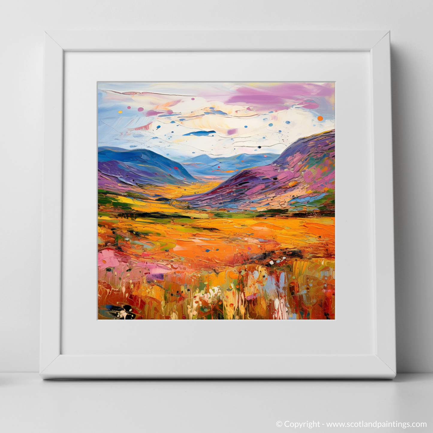 Art Print of Glen Roy, Highlands in summer with a white frame