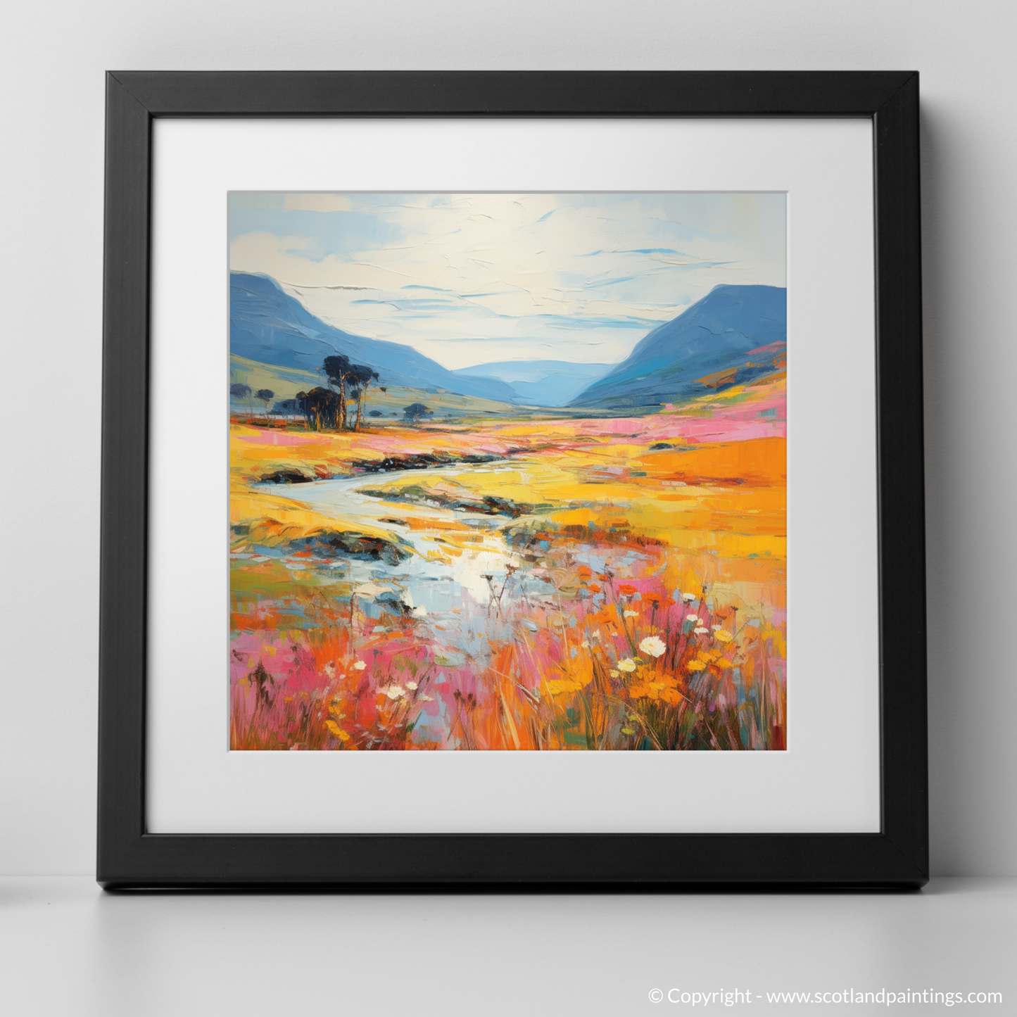 Art Print of Glen Roy, Highlands in summer with a black frame