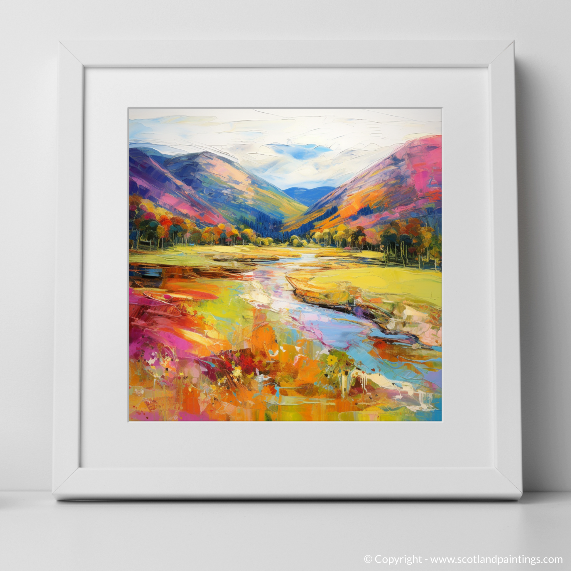 Art Print of Glen Roy, Highlands in summer with a white frame