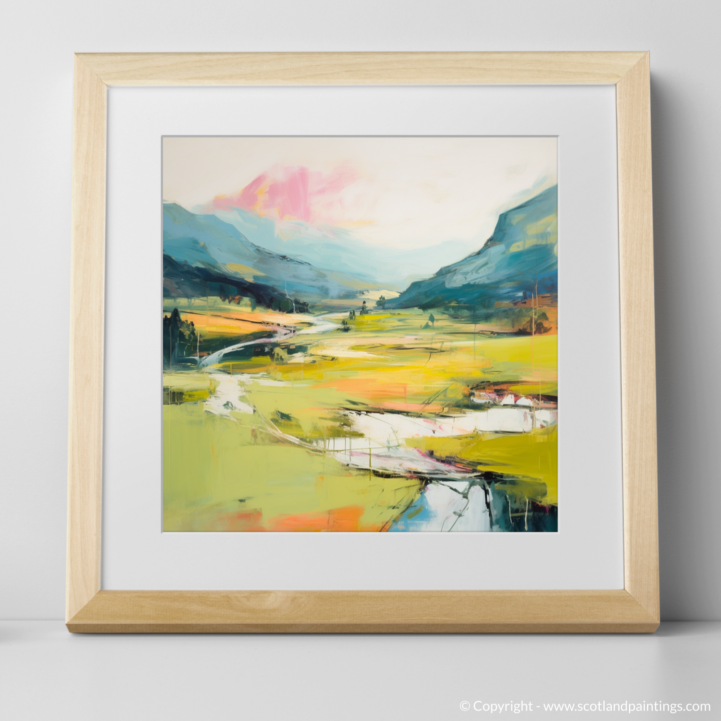 Art Print of Glen Tilt, Perthshire in summer with a natural frame