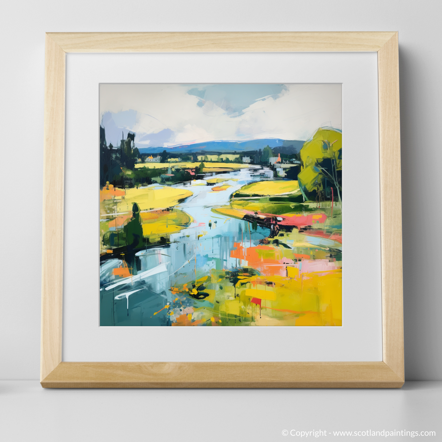 Art Print of River Tay, Perthshire in summer with a natural frame