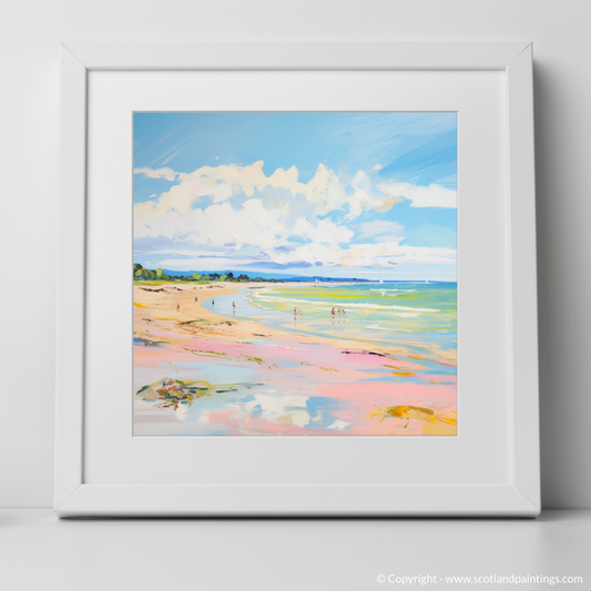 Art Print of Longniddry Beach, East Lothian in summer with a white frame