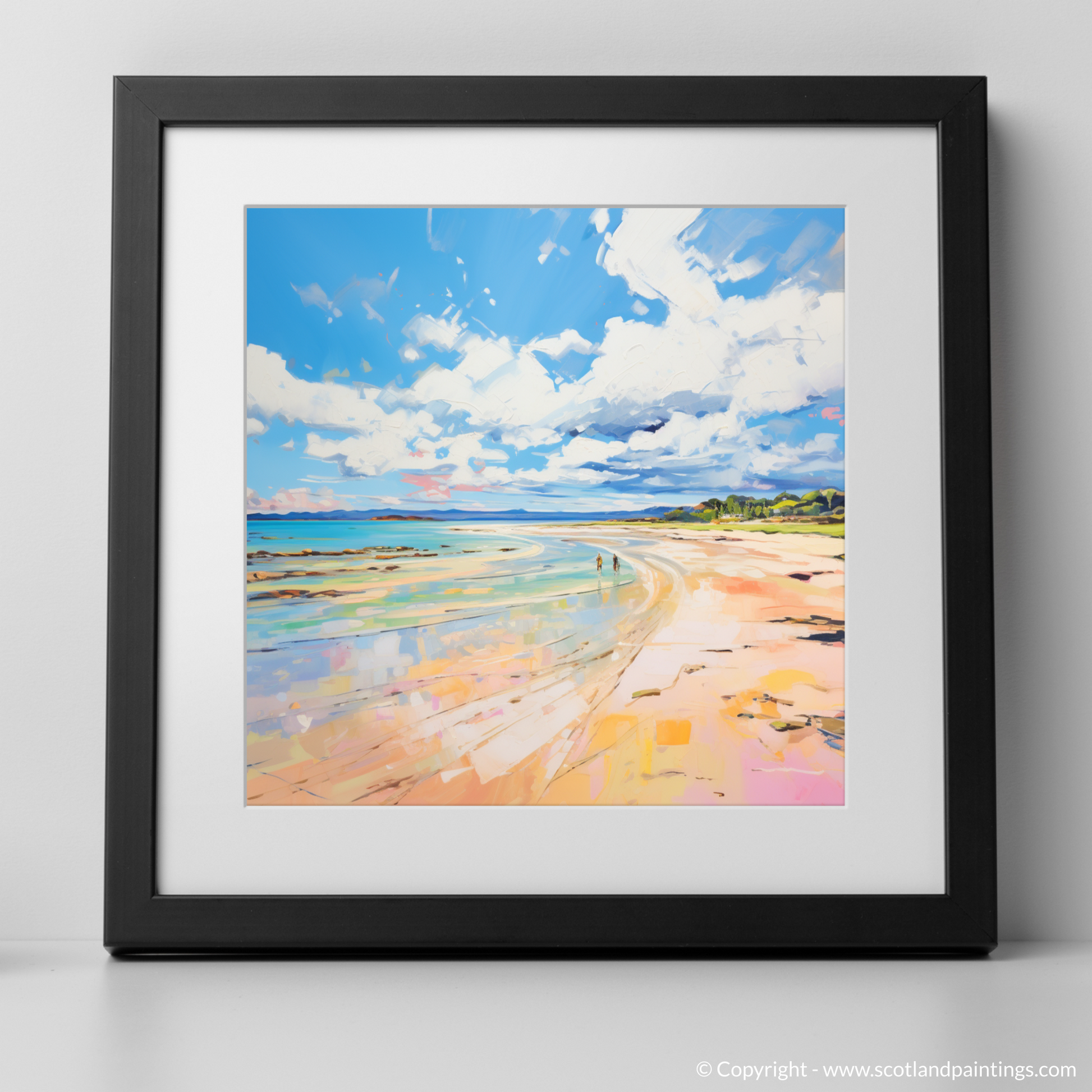 Art Print of Longniddry Beach, East Lothian in summer with a black frame