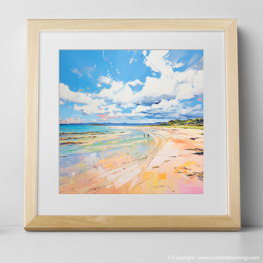 Art Print of Longniddry Beach, East Lothian in summer with a natural frame