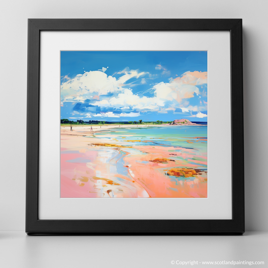 Art Print of Longniddry Beach, East Lothian in summer with a black frame