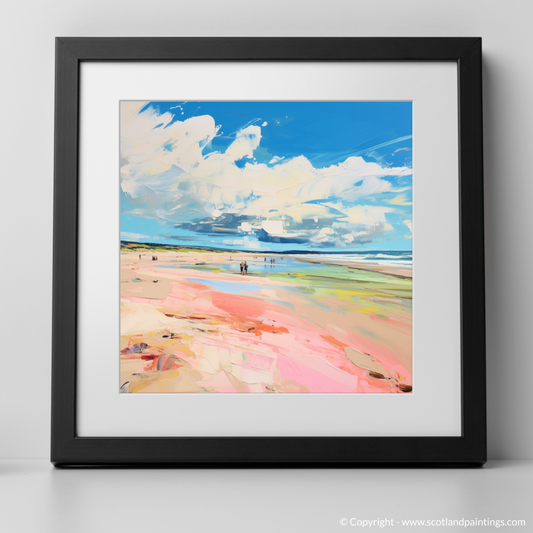 Art Print of Longniddry Beach, East Lothian in summer with a black frame