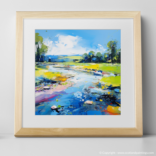 Art Print of River Dee, Aberdeenshire in summer with a natural frame