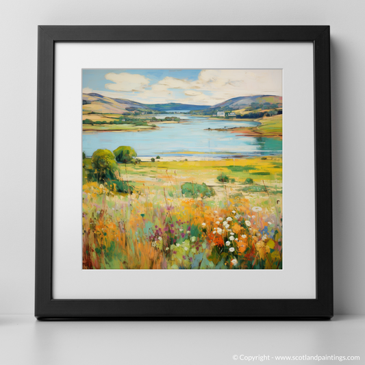 Art Print of Loch Leven, Perth and Kinross in summer with a black frame