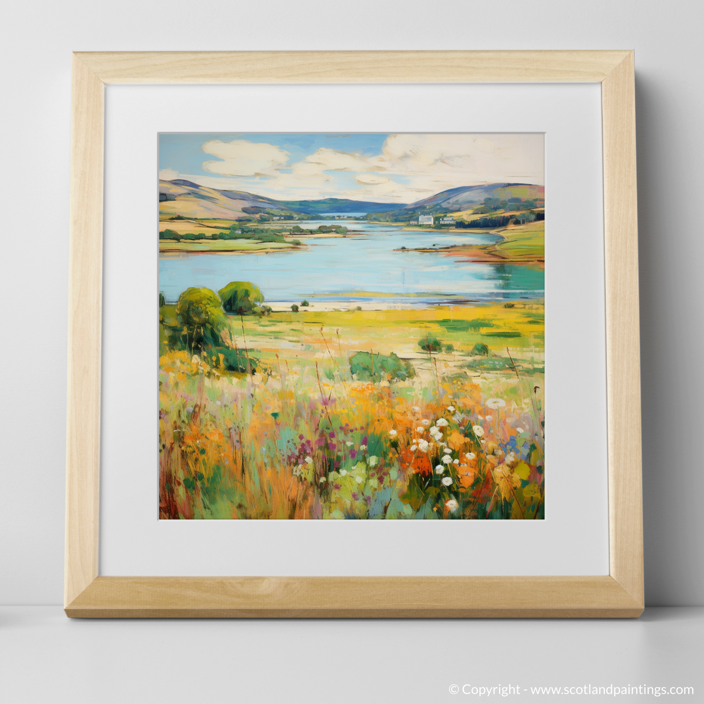 Art Print of Loch Leven, Perth and Kinross in summer with a natural frame