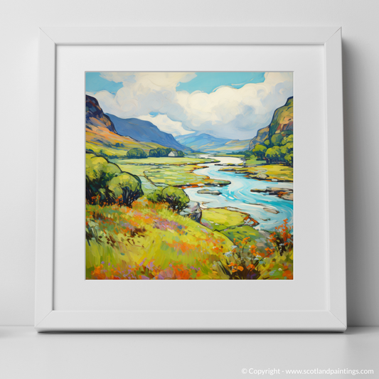 Art Print of Glen Falloch, Argyll and Bute in summer with a white frame