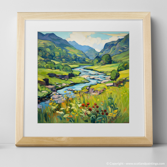 Art Print of Glen Falloch, Argyll and Bute in summer with a natural frame