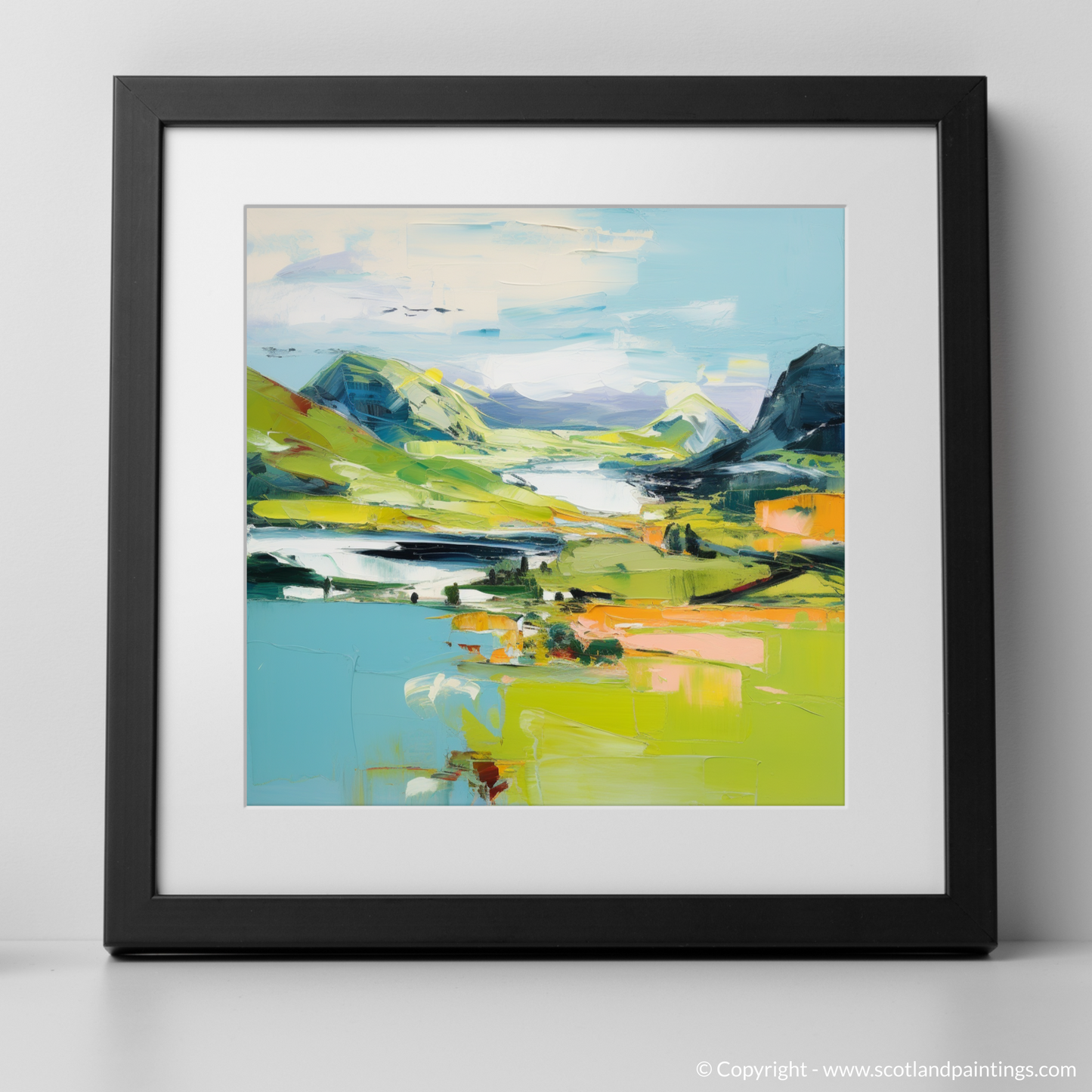 Art Print of Loch Glencoul, Sutherland in summer with a black frame