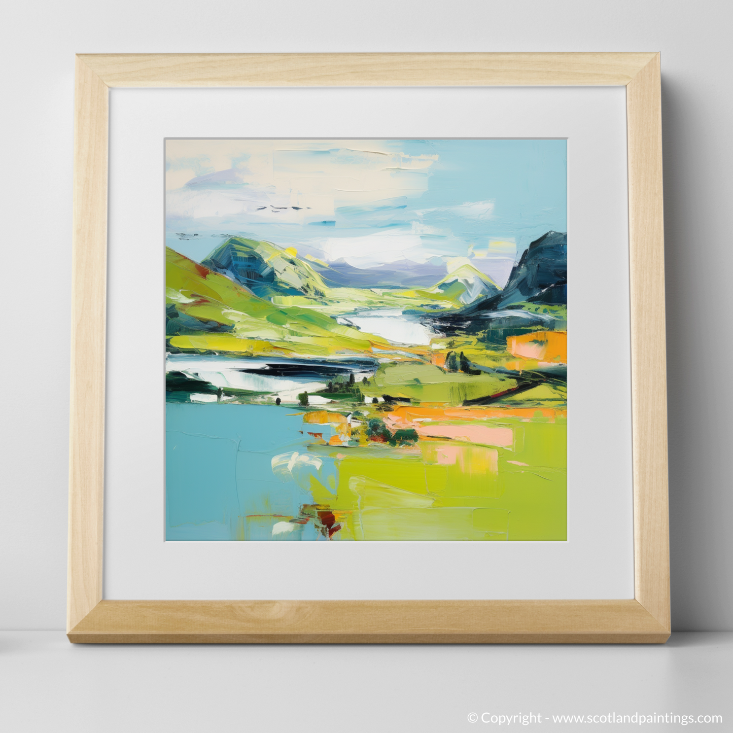 Art Print of Loch Glencoul, Sutherland in summer with a natural frame