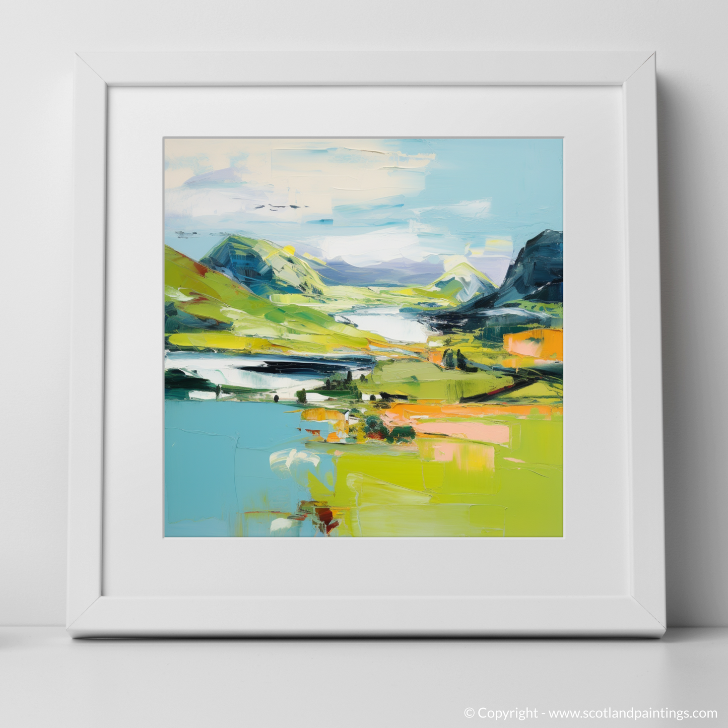 Art Print of Loch Glencoul, Sutherland in summer with a white frame