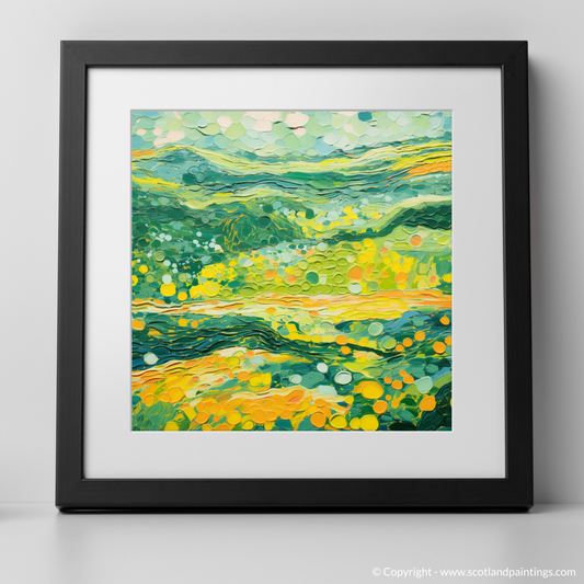 Art Print of Glenlivet, Moray in summer with a black frame