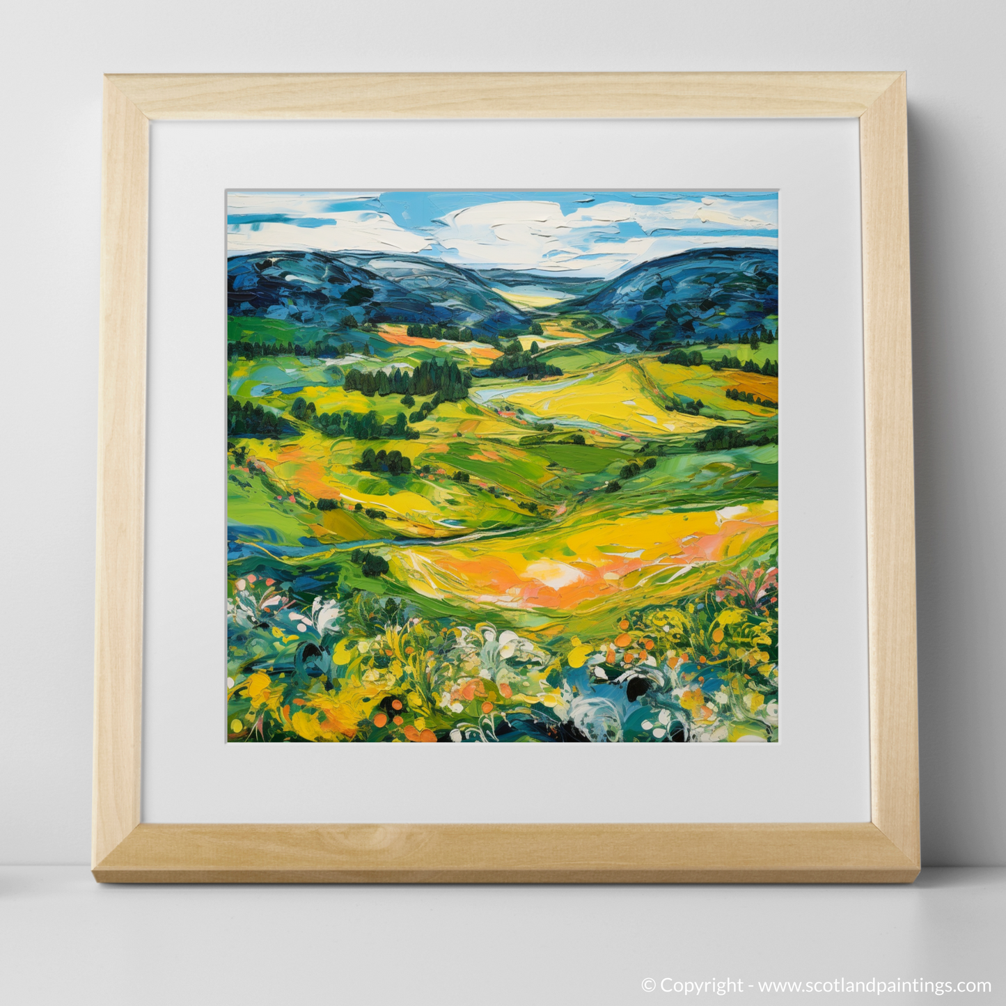 Art Print of Glenlivet, Moray in summer with a natural frame