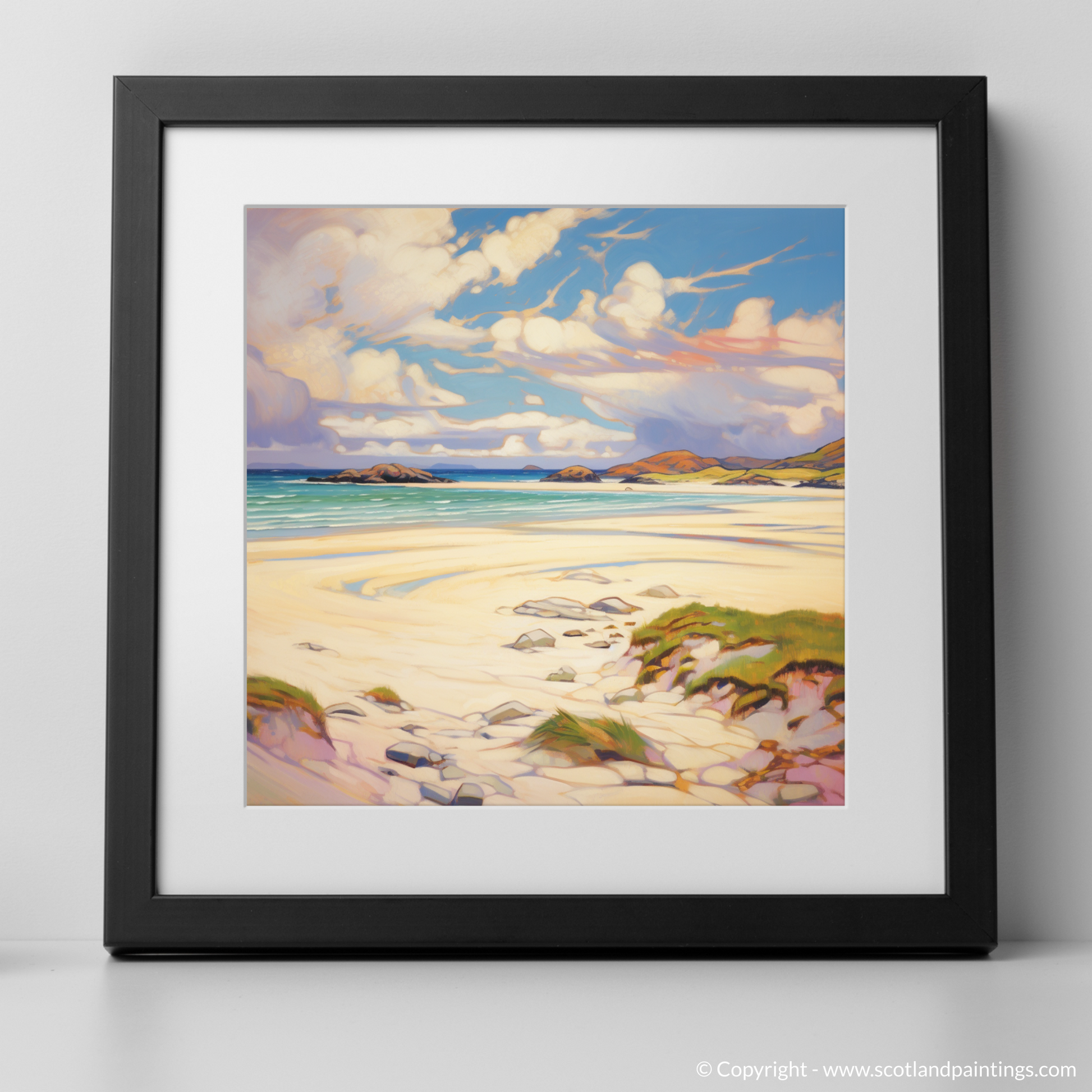 Art Print of Luskentyre Sands, Isle of Lewis in summer with a black frame