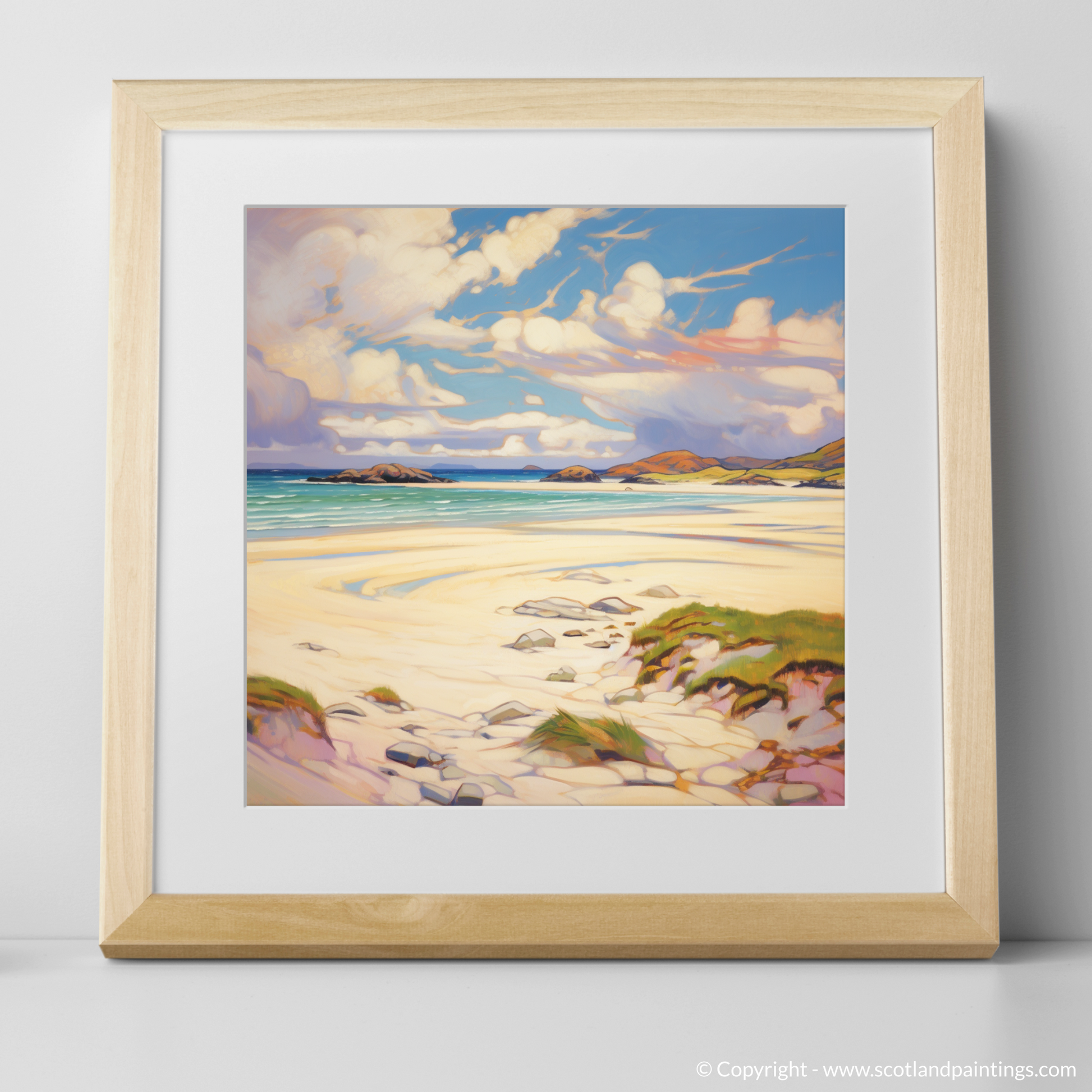 Art Print of Luskentyre Sands, Isle of Lewis in summer with a natural frame