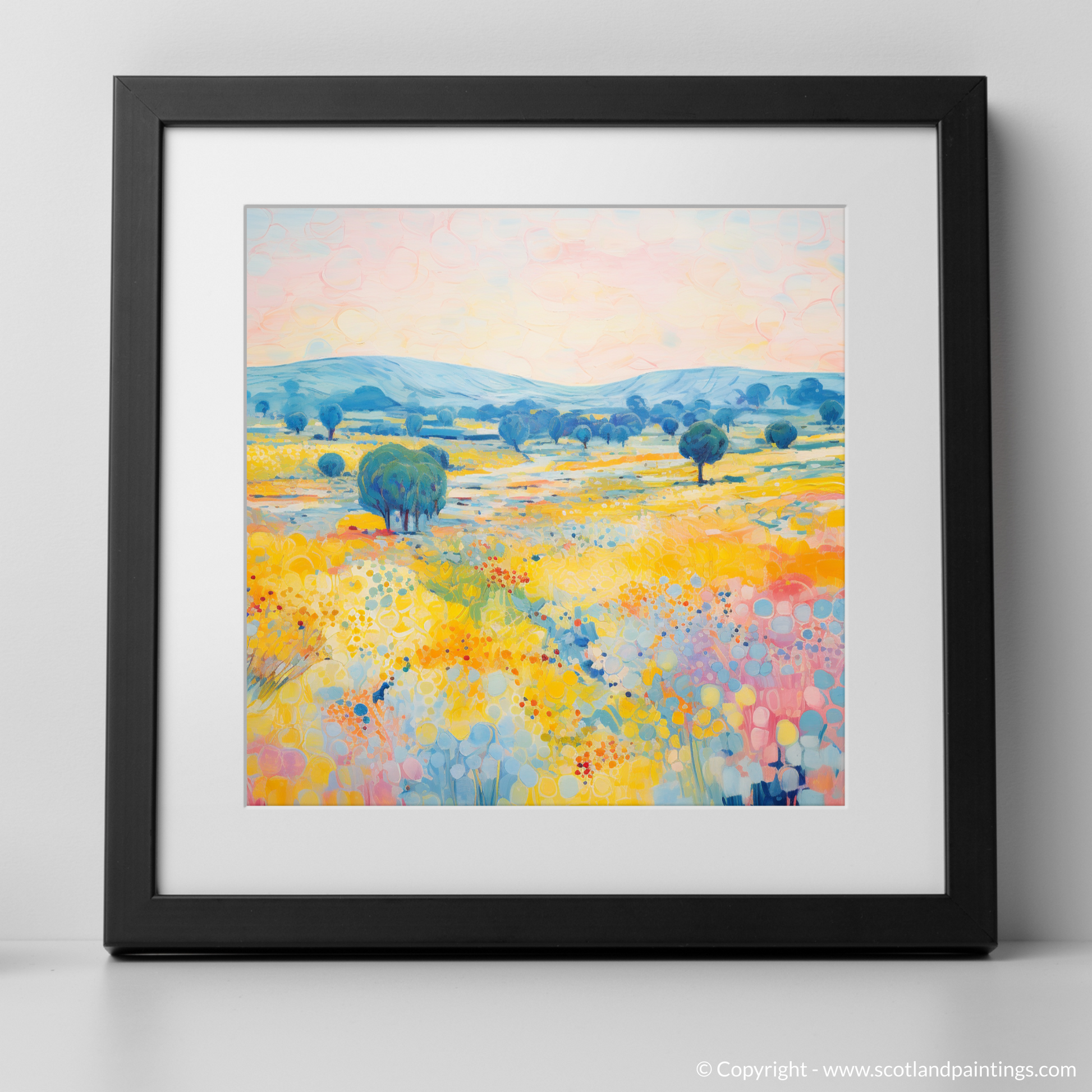 Art Print of Glenesk, Angus in summer with a black frame