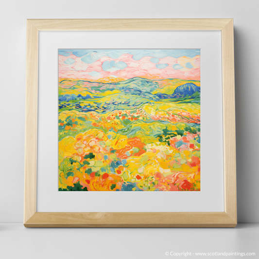 Art Print of Glenesk, Angus in summer with a natural frame