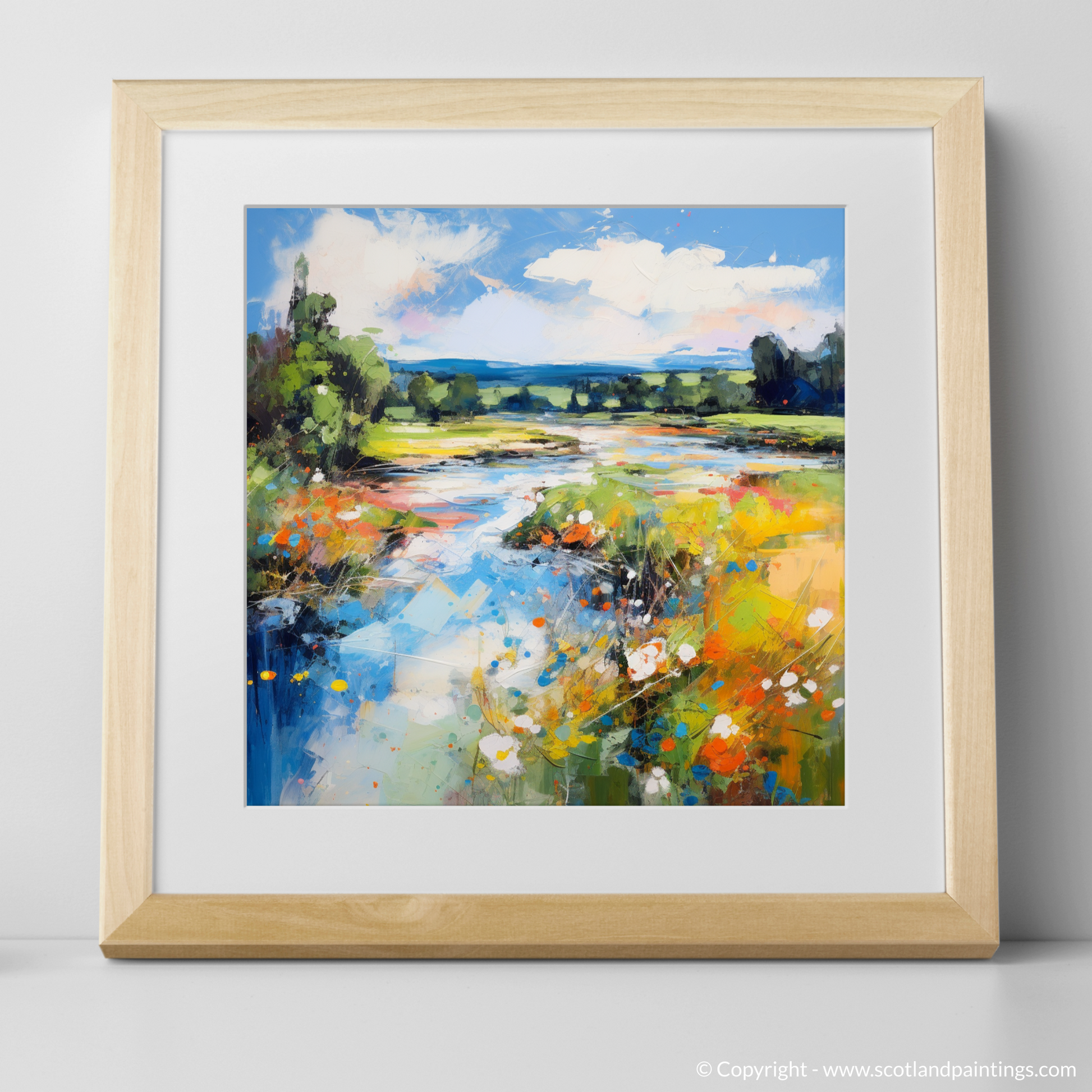 Art Print of River Lyon, Perthshire in summer with a natural frame