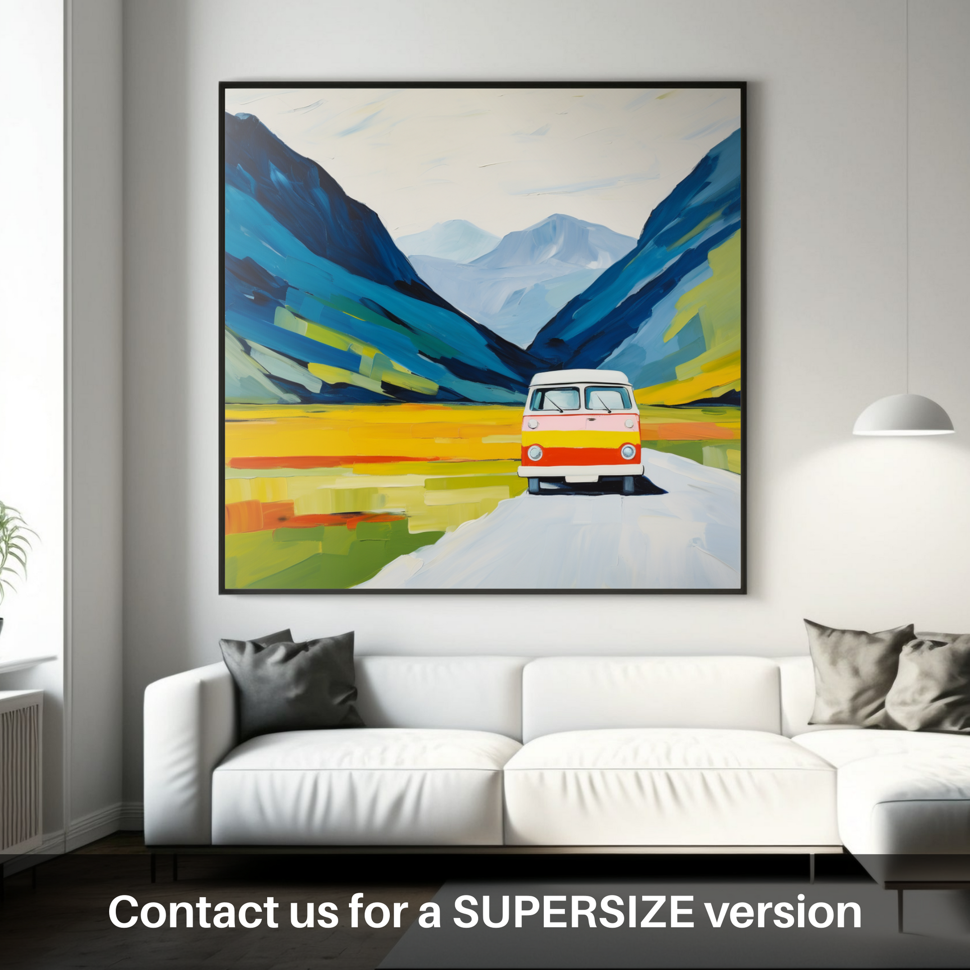 Huge supersize print of Campervan in Glencoe during summer