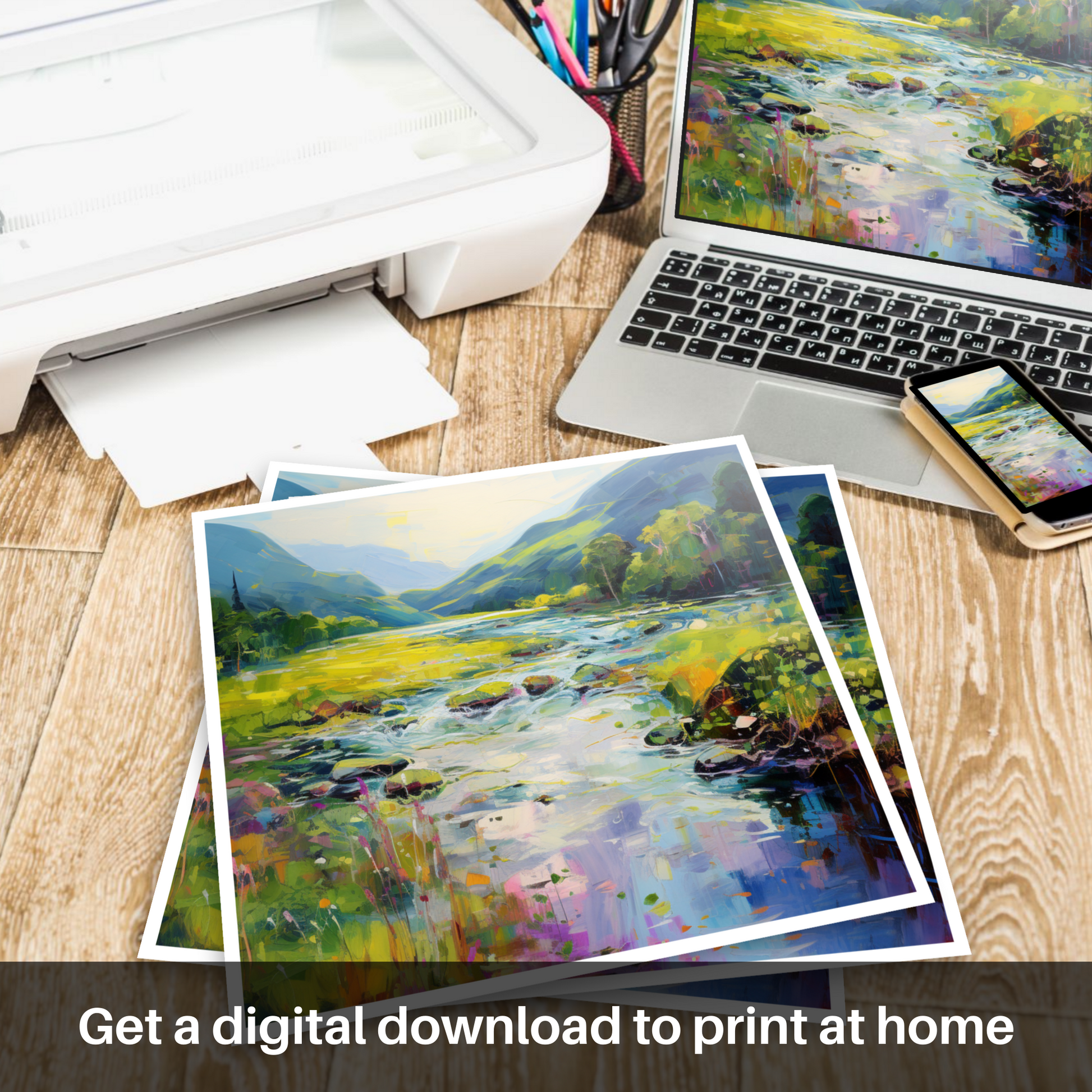 Downloadable and printable picture of River in Glencoe during summer