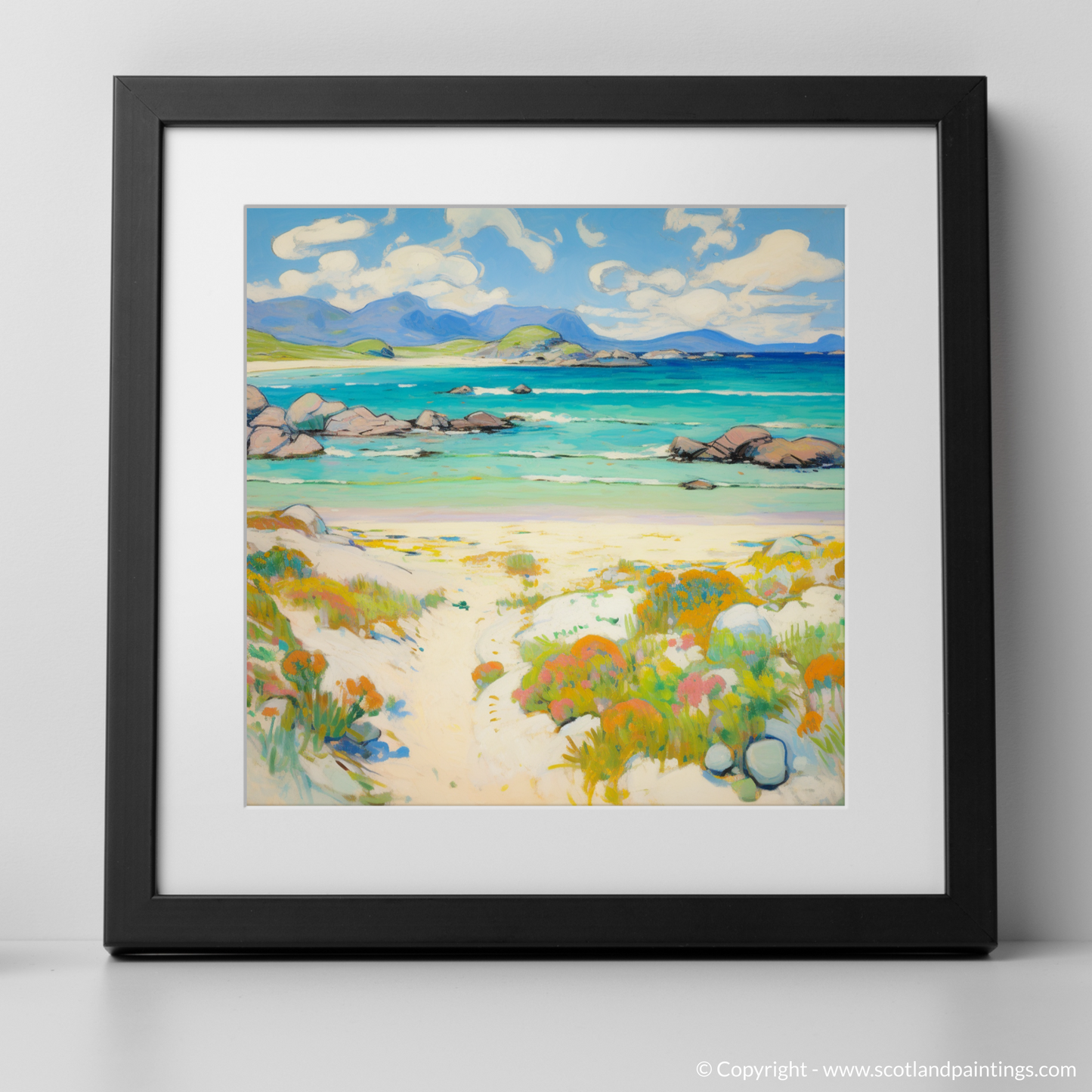 Art Print of Mellon Udrigle Beach, Wester Ross in summer with a black frame