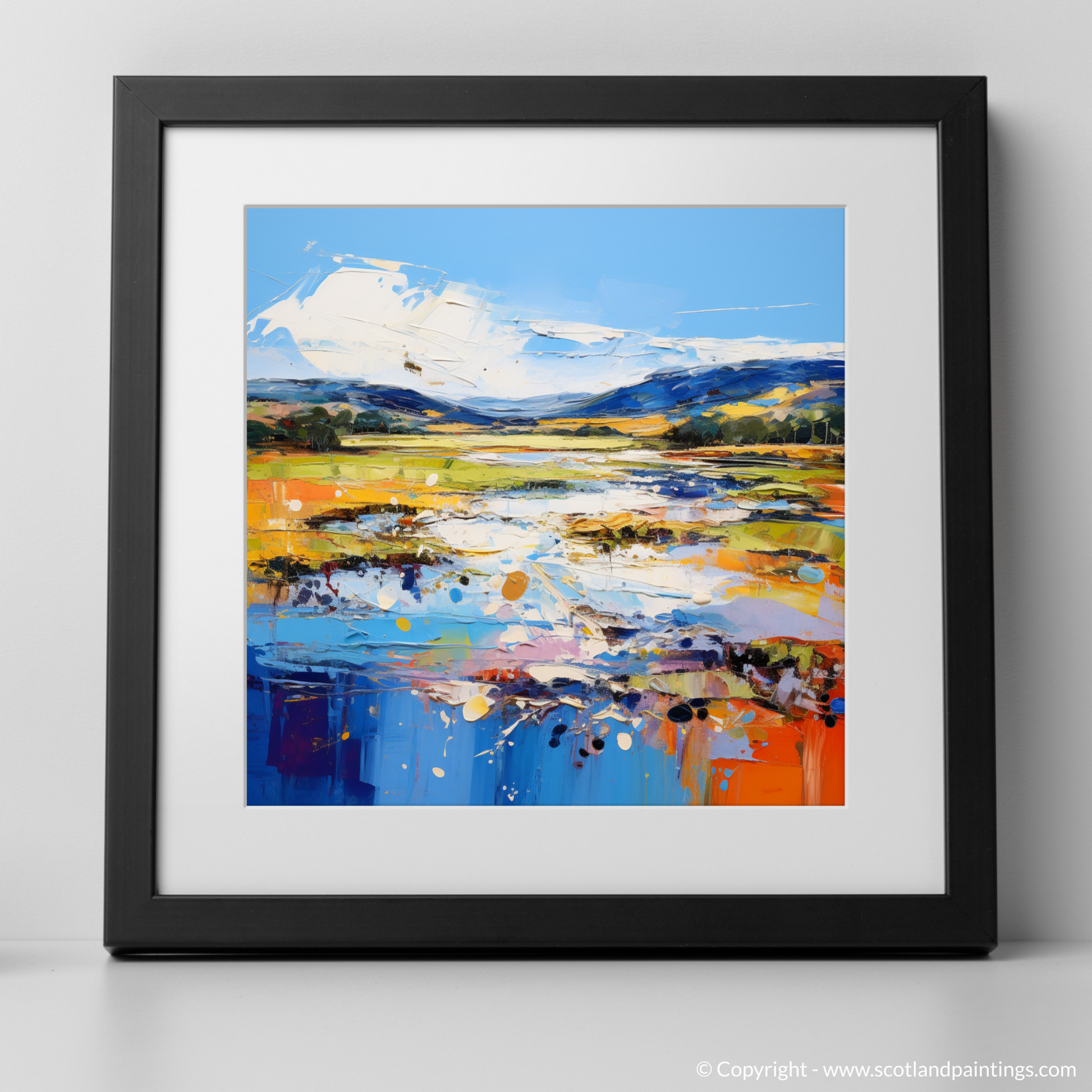 Art Print of Loch Doon, Ayrshire in summer with a black frame