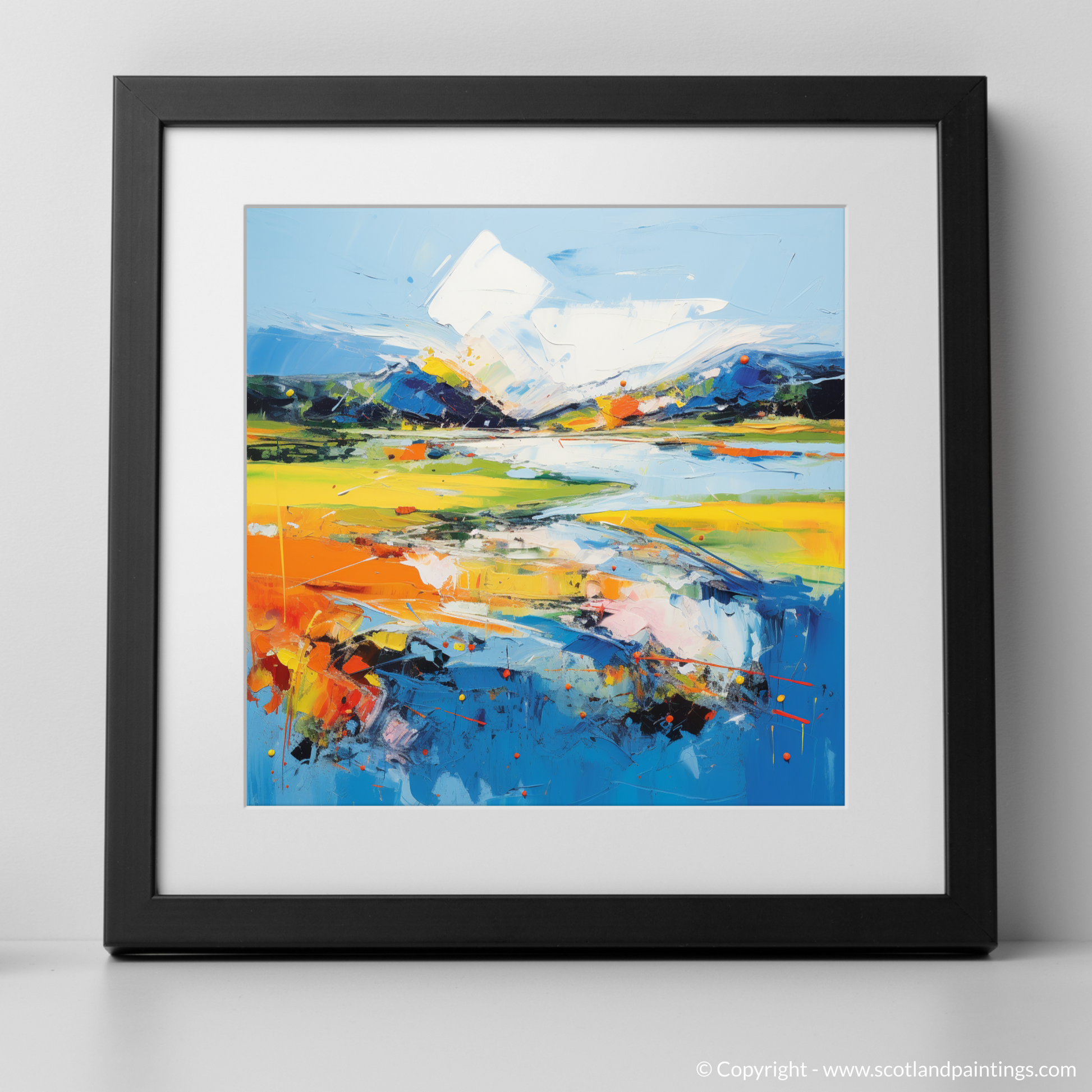 Art Print of Loch Doon, Ayrshire in summer with a black frame