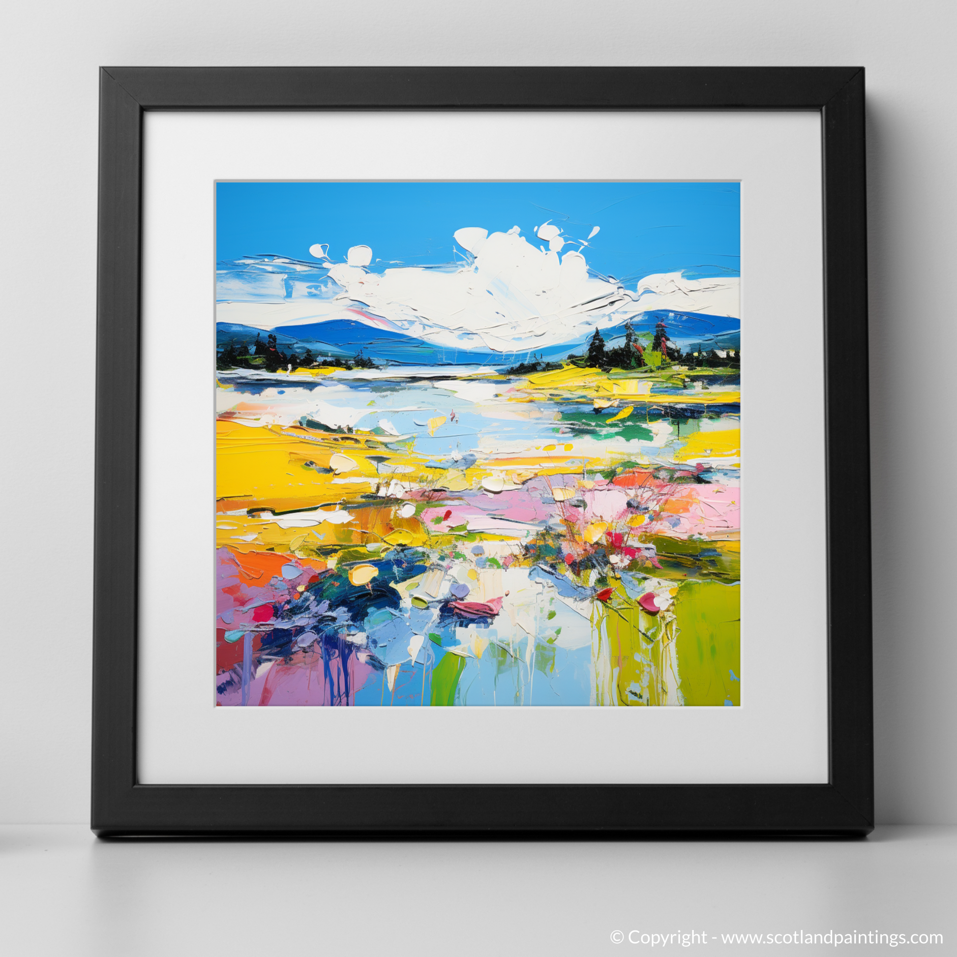 Art Print of Loch Doon, Ayrshire in summer with a black frame