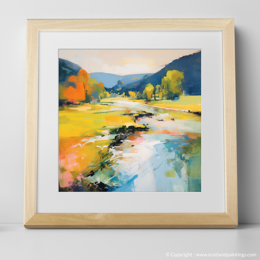 Art Print of River Earn, Perthshire in summer with a natural frame