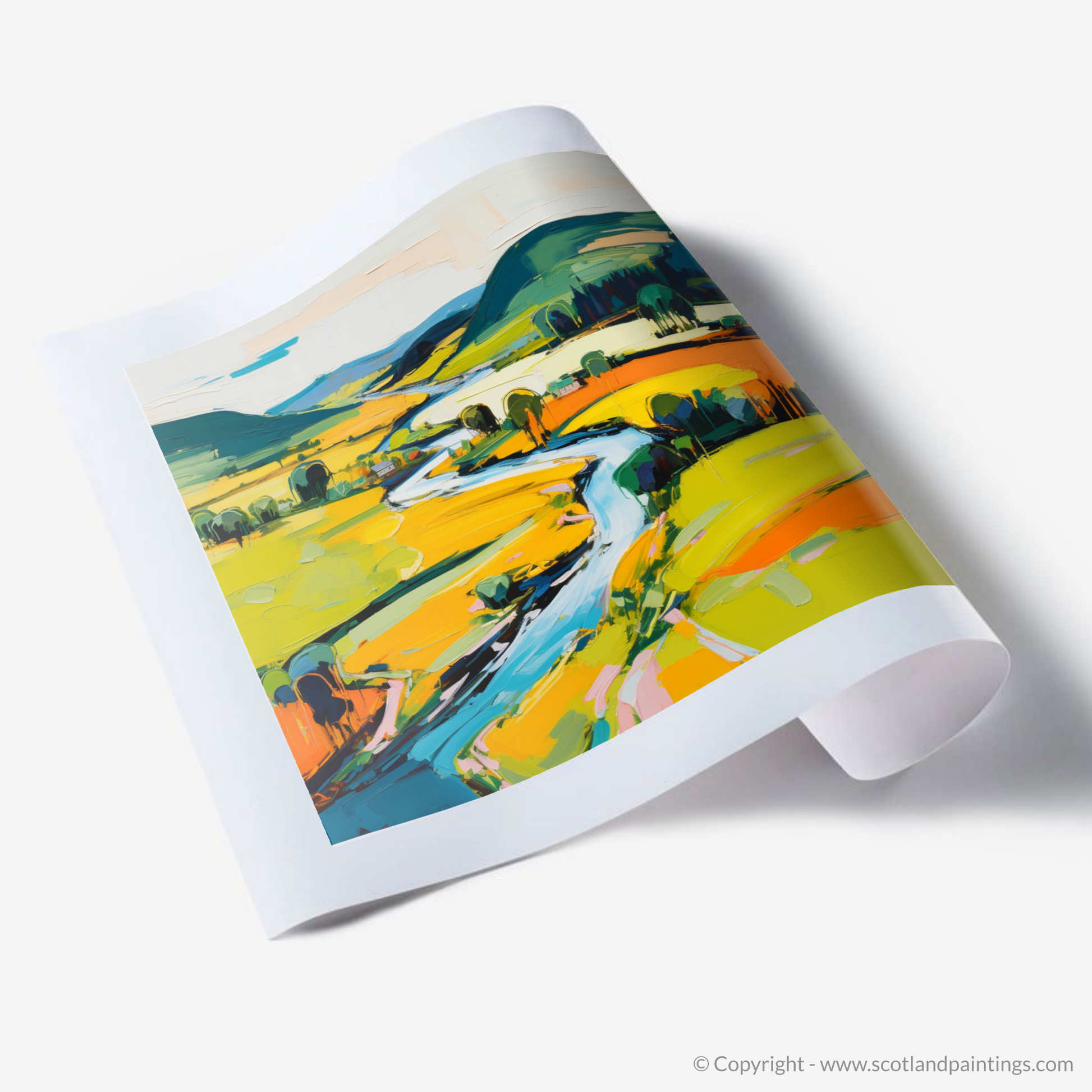 Art Print of River Tweed, Scottish Borders in summer