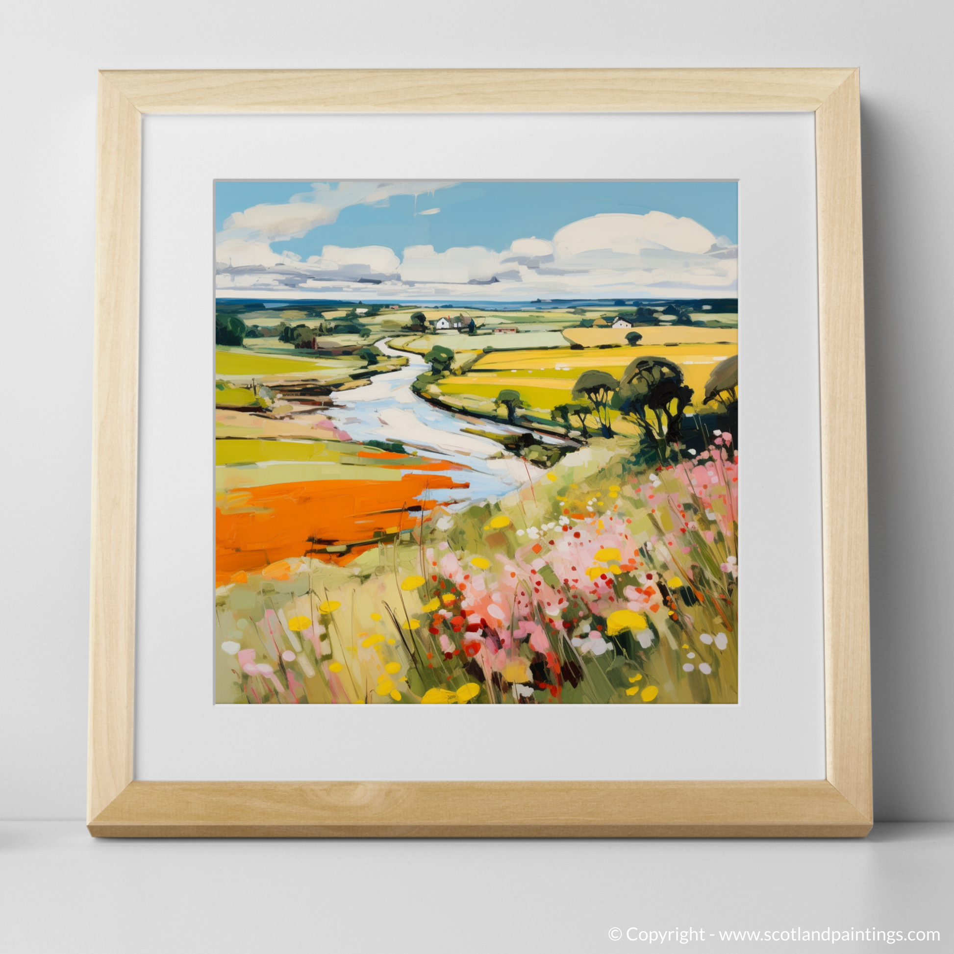 Art Print of Glenesk, Angus in summer with a natural frame