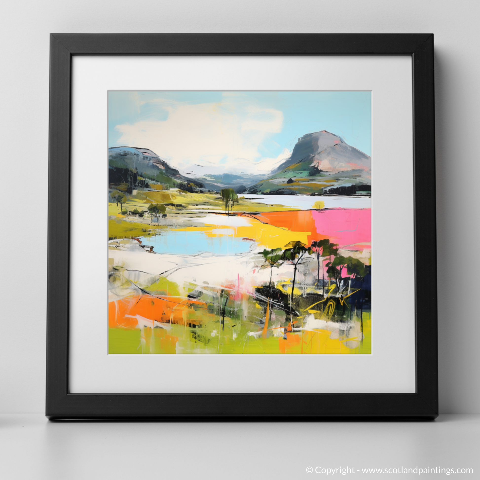 Art Print of Loch Maree, Wester Ross in summer with a black frame