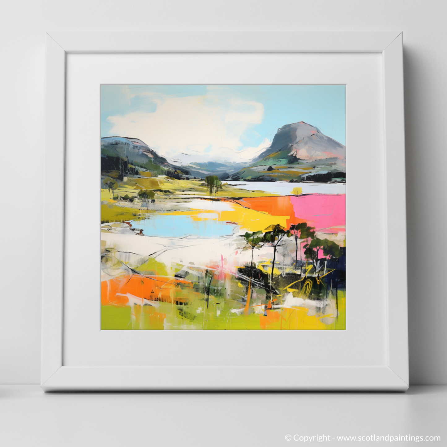 Art Print of Loch Maree, Wester Ross in summer with a white frame