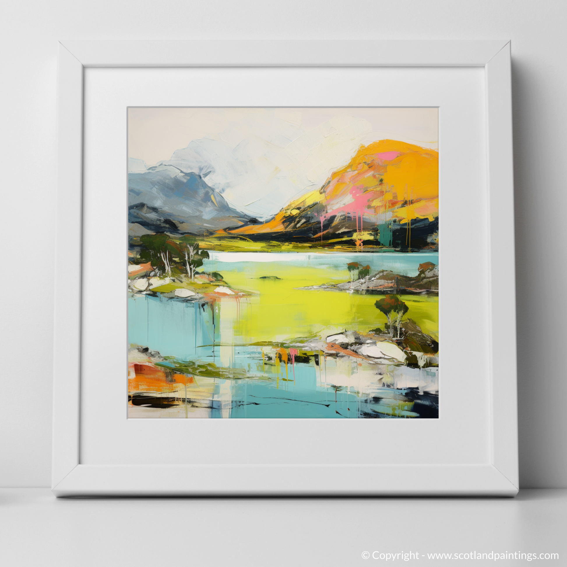 Art Print of Loch Maree, Wester Ross in summer with a white frame