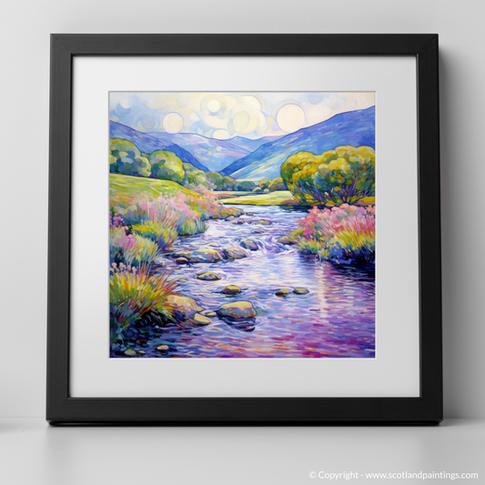 Art Print of River Orchy, Argyll and Bute in summer with a black frame