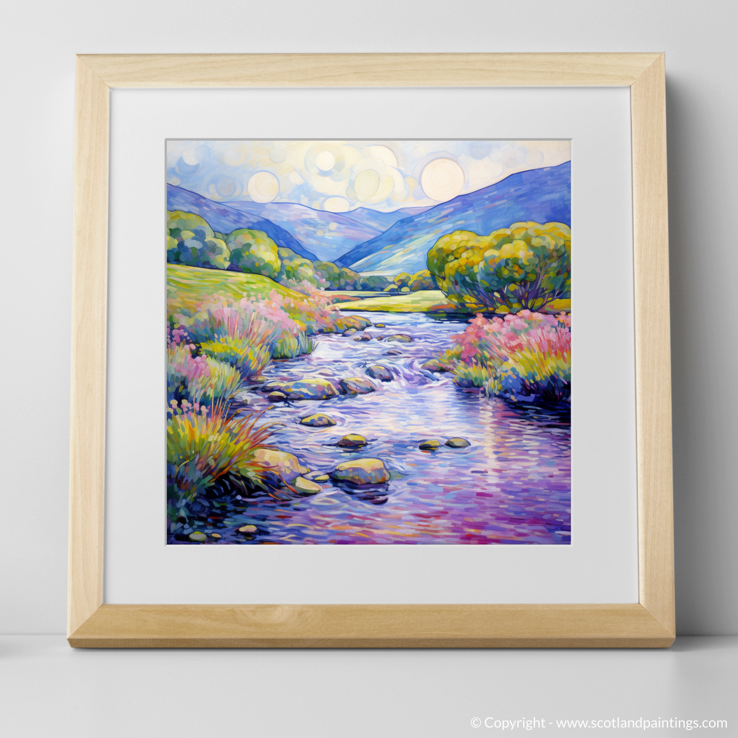 Art Print of River Orchy, Argyll and Bute in summer with a natural frame