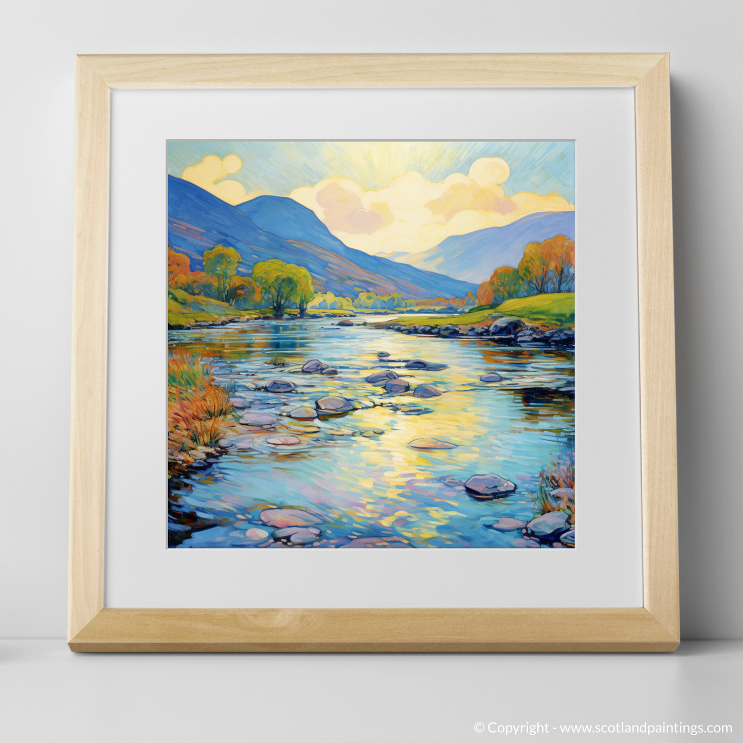 Art Print of River Orchy, Argyll and Bute in summer with a natural frame