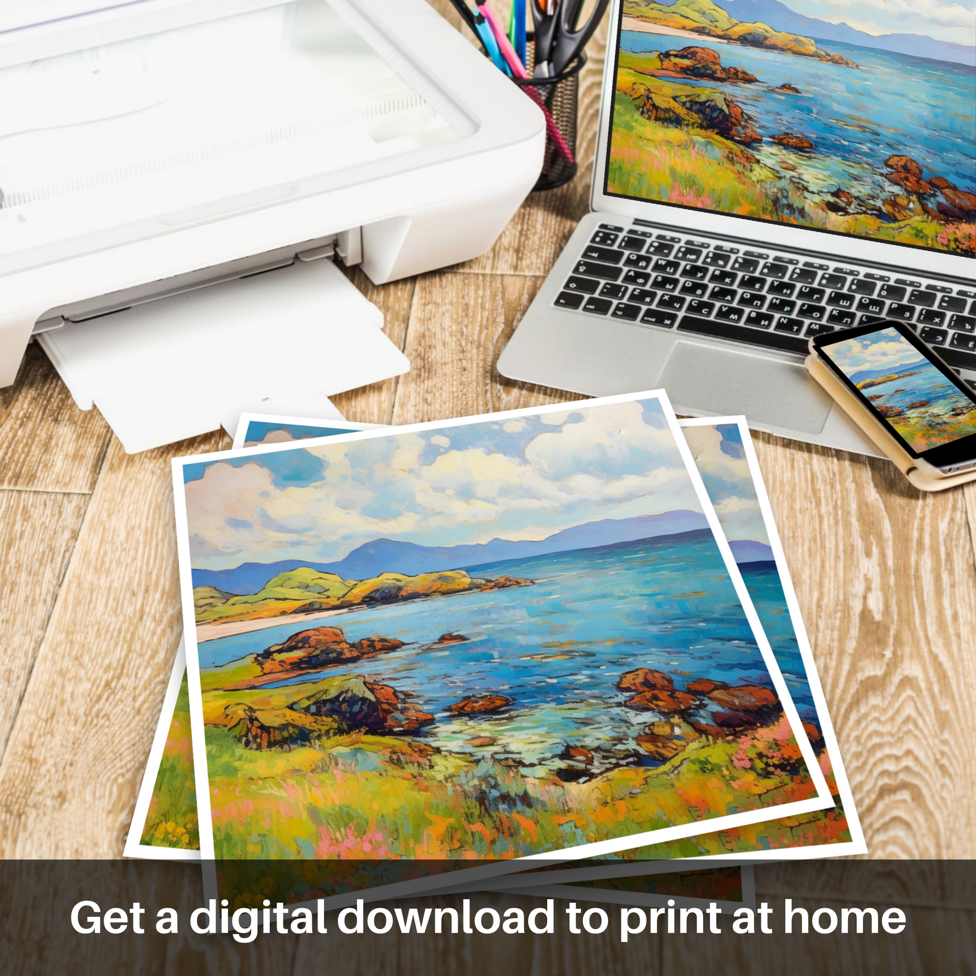 Downloadable and printable picture of Isle of Jura, Inner Hebrides in summer