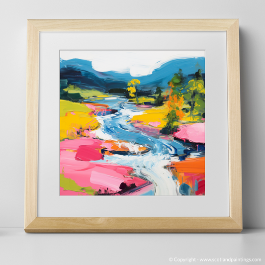 Art Print of River Garry, Highlands in summer with a natural frame