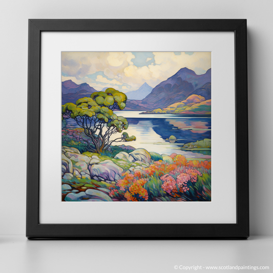 Art Print of Loch Morar, Highlands in summer with a black frame