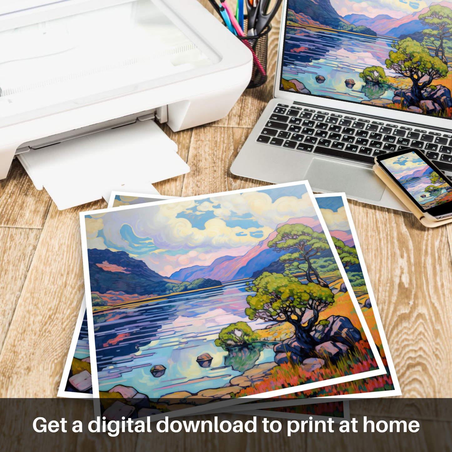 Downloadable and printable picture of Loch Morar, Highlands in summer