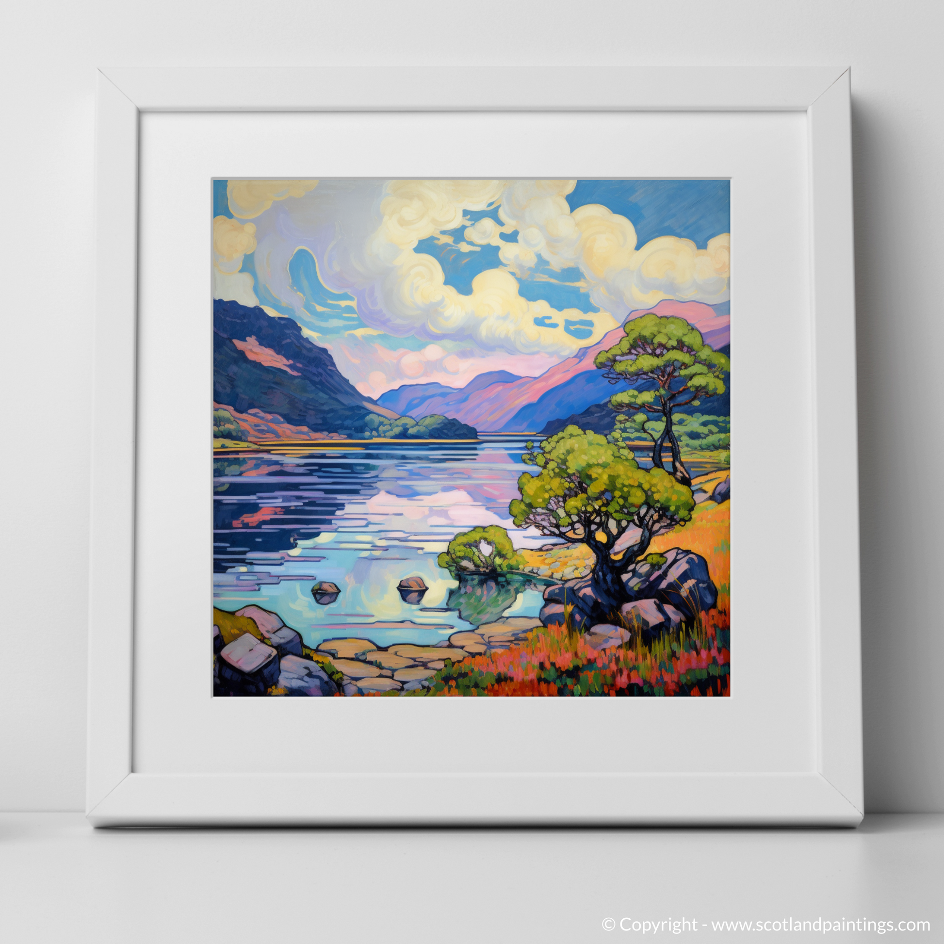 Art Print of Loch Morar, Highlands in summer with a white frame