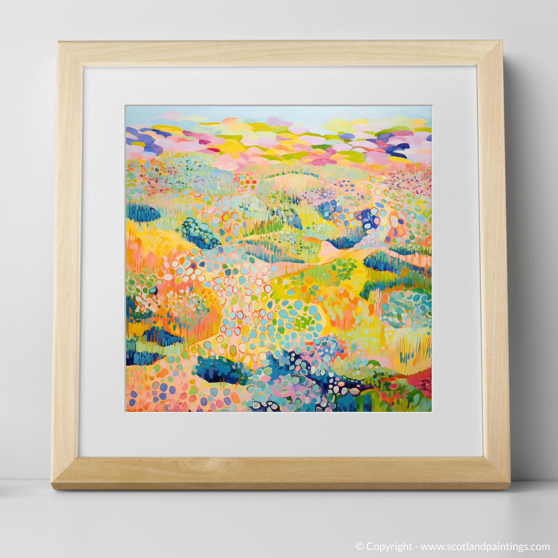 Art Print of Glenesk, Angus in summer with a natural frame