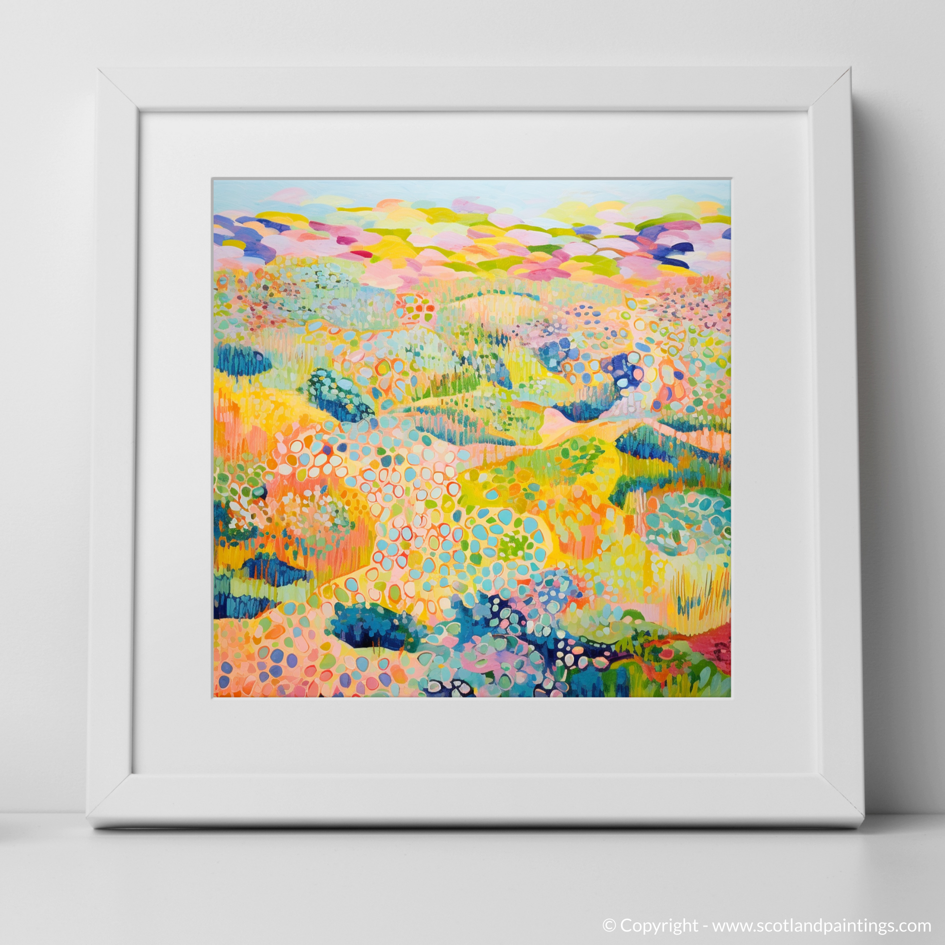 Art Print of Glenesk, Angus in summer with a white frame