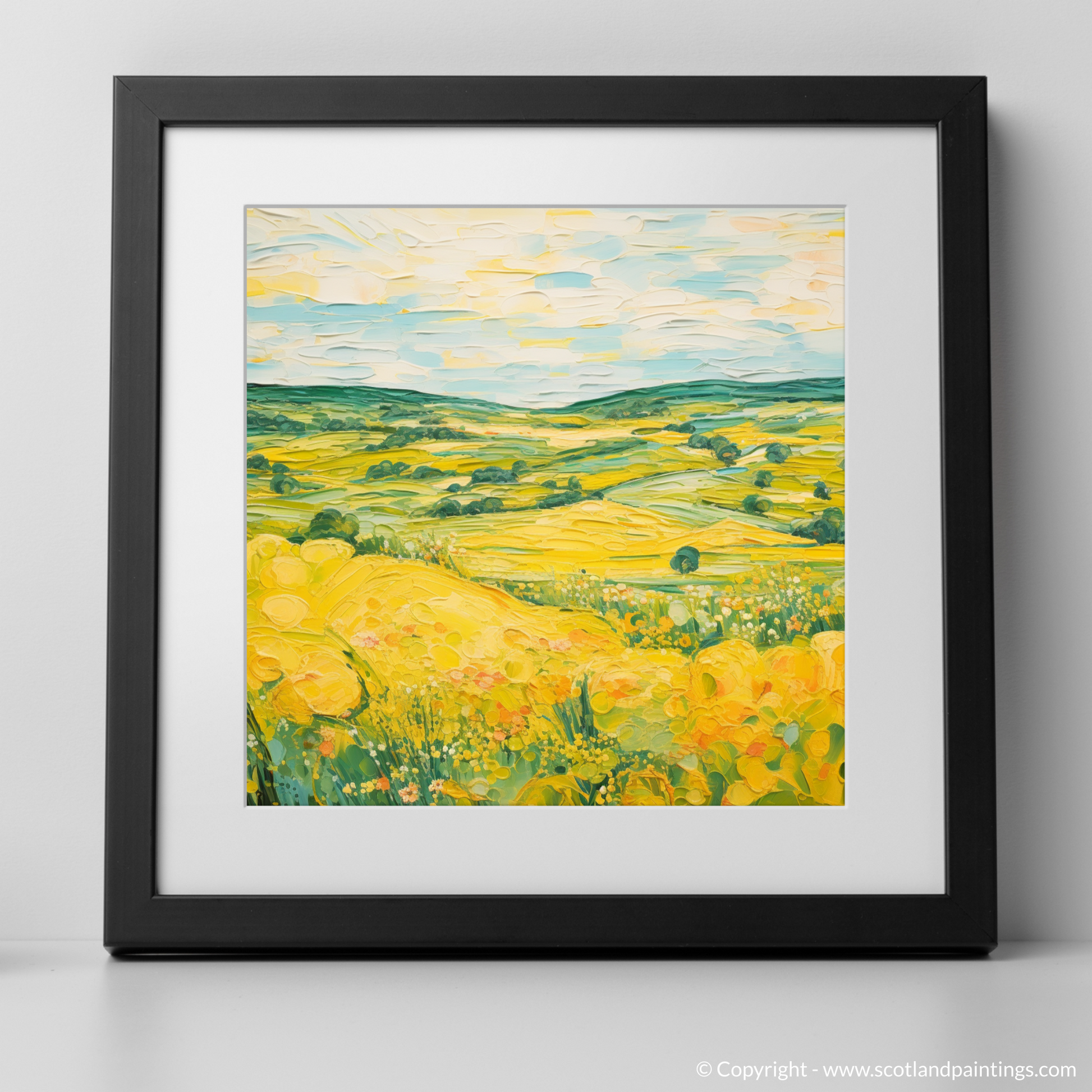 Art Print of Glenesk, Angus in summer with a black frame