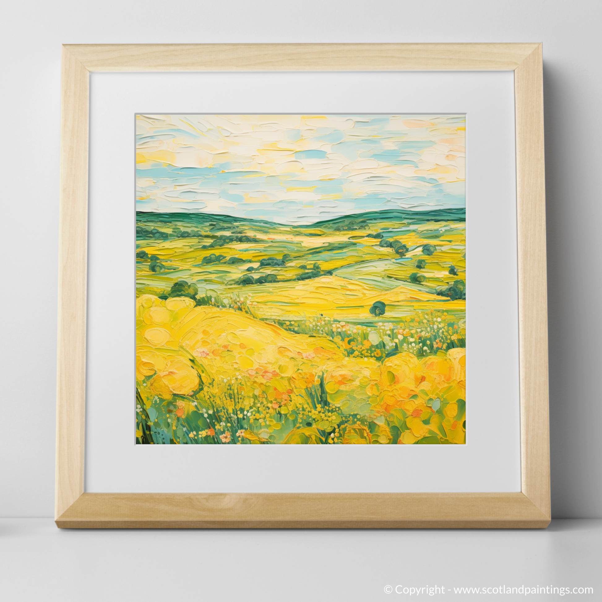 Art Print of Glenesk, Angus in summer with a natural frame