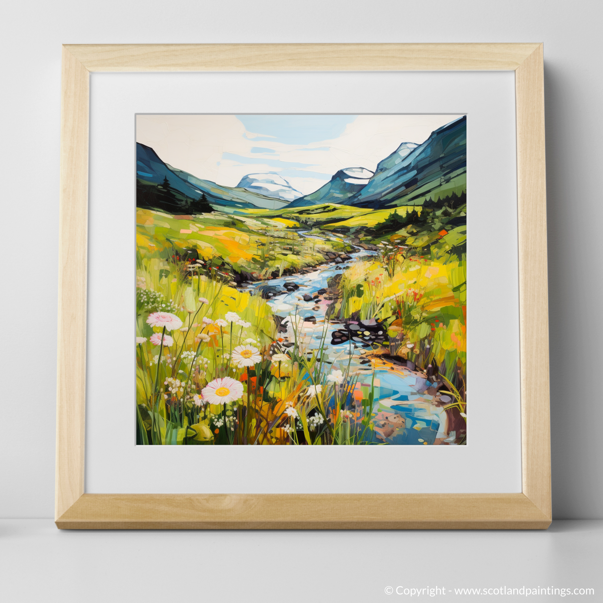 Art Print of Glen Sannox, Isle of Arran in summer with a natural frame